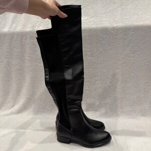 Henry‎ Ferrera Collection Womens Black  Over The Knee Boots Low Heel Size 6
